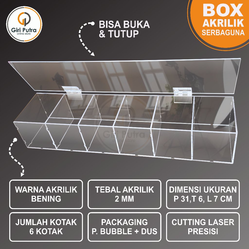 BOX AKRILIK SERBAGUNA / KOTAK PAJANGAN / KOTAK PAJANGAN ACCSESSORIES, JAM TANGAN DLL.