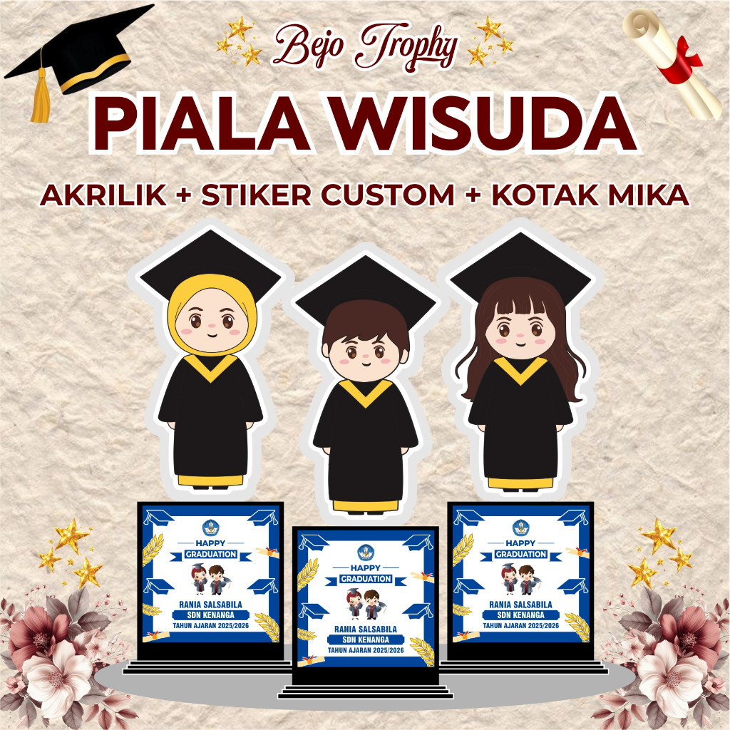 Piala wisuda murah / Trophy wisuda akrilik tinggi -+ 25cm /patung boneka piala / piala wisuda akrili