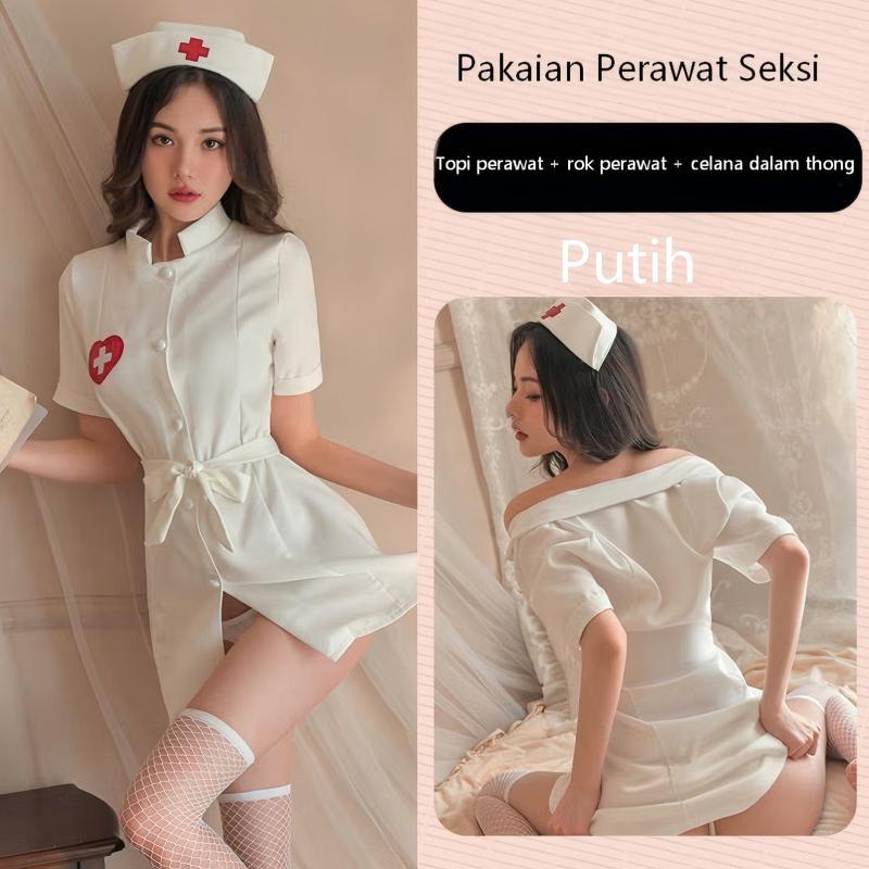 Pakaian dalam seksi untuk bermain peran sebagai perawat/seragam perawat seksi, pakaian tidur wanita 