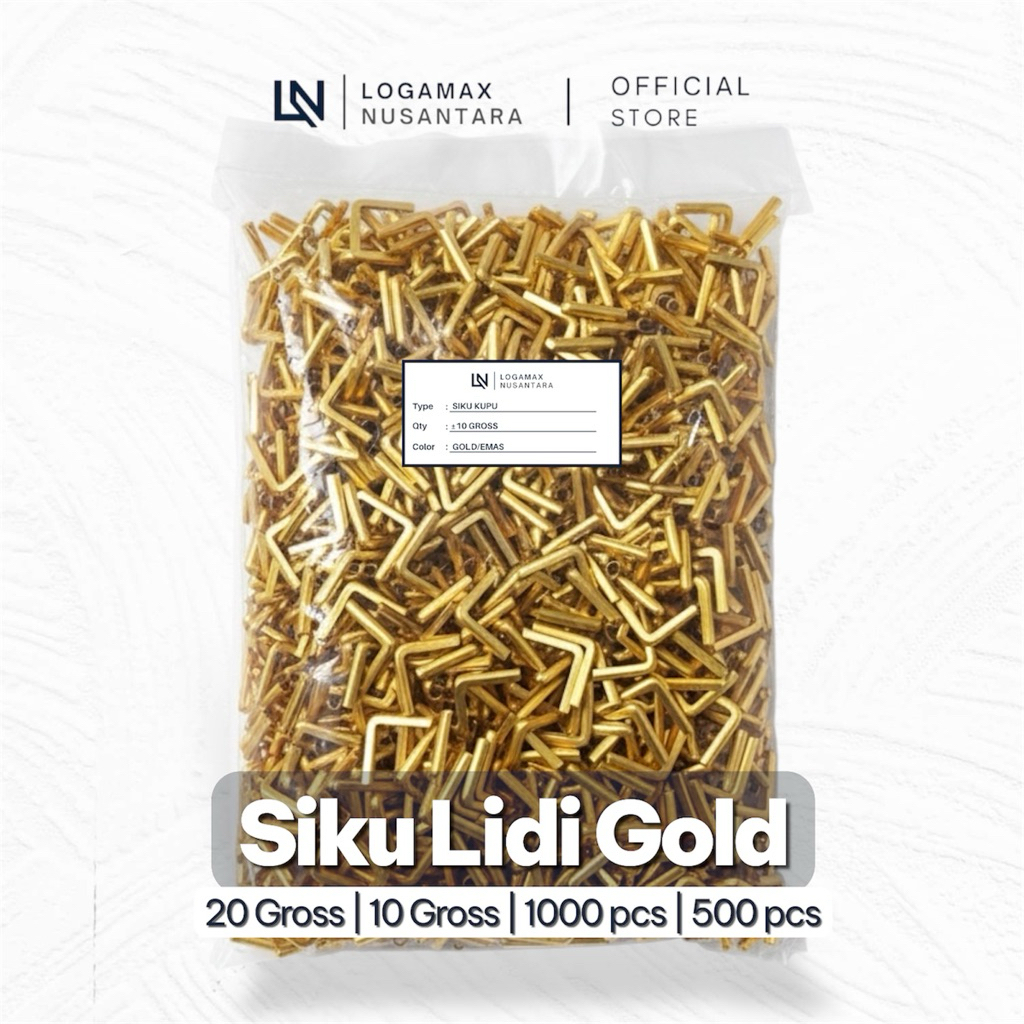 (20 GROSS / ±2.880 PCS) SIKU LIDI KECIL EMAS LOGAMAX/ SIKU SUDUT BUKU / SIKU BUKU WISUDA / SIKU BUKU