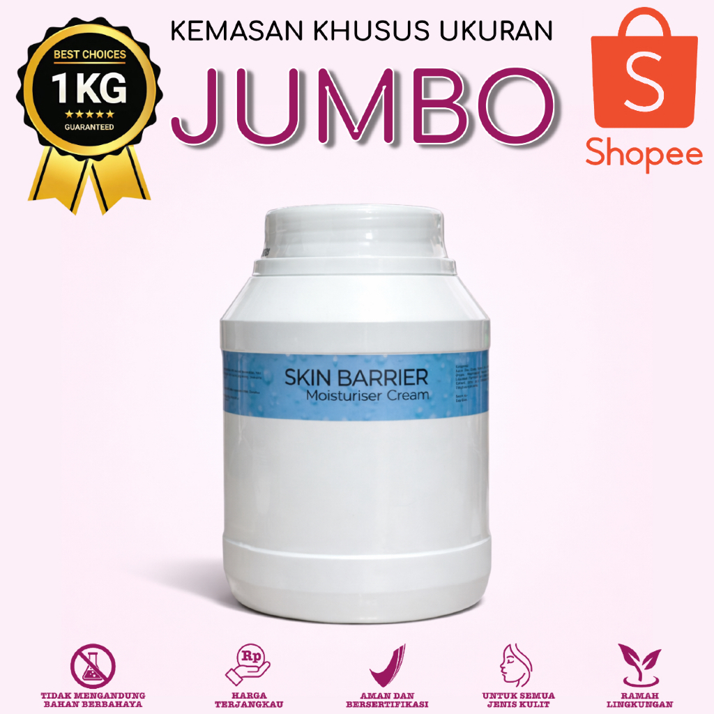 JUMBO 1 KG  | SKIN BARRIER MOISTURISER CREAM | Krim Anti Iritas, Neutral & Cooling 1kg | Melindungi 