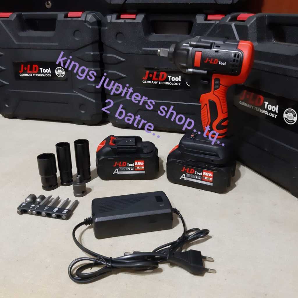 2 batre JLD BOR BUKA TUTUP BAUT 1/2DR IMPACT WRENCH YANG 350NM JV88 atau 48S CORDLESS IMPEK