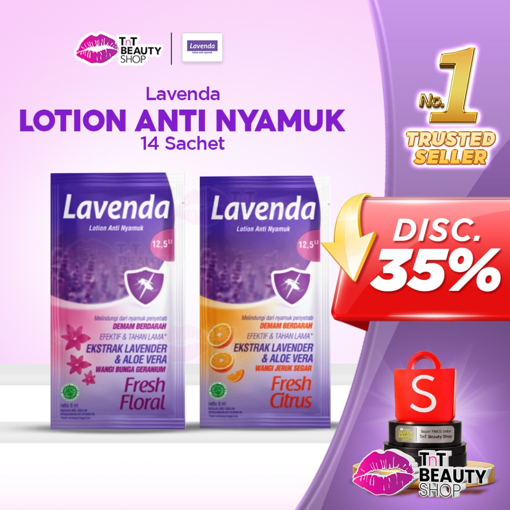 Lavenda Lotion Anti Nyamuk Renceng 8ml isi 14 Sachet | TnT Beauty Shop