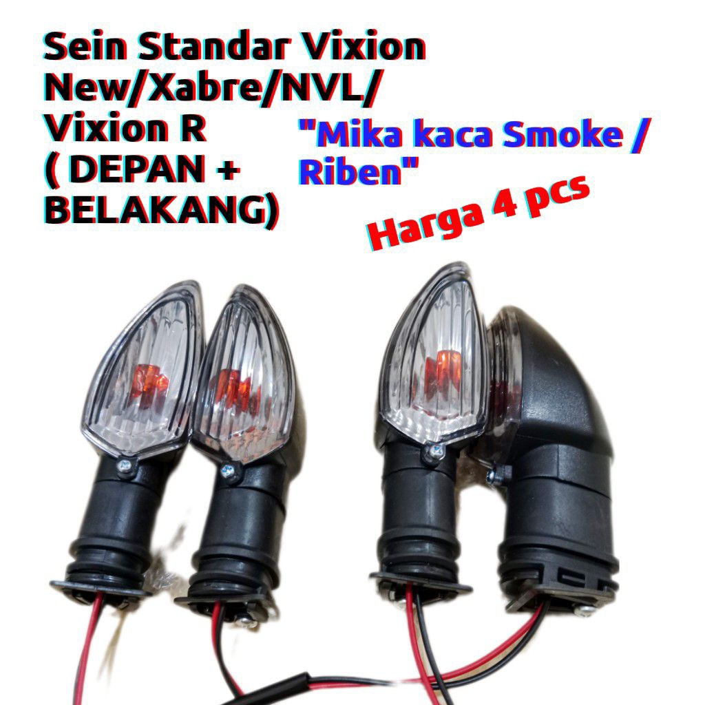4 PCS Lampu Sein Standar VIXION NEW/NVL/XABRE/R15/VIXION R ( MIKA SMOKE/RIBEN) DEPAN+BELAKANG Kaki K