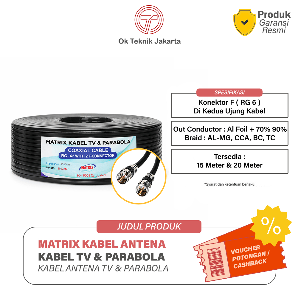 MATRIX - Kabel matrix RG6 parabola + jack konektor f5