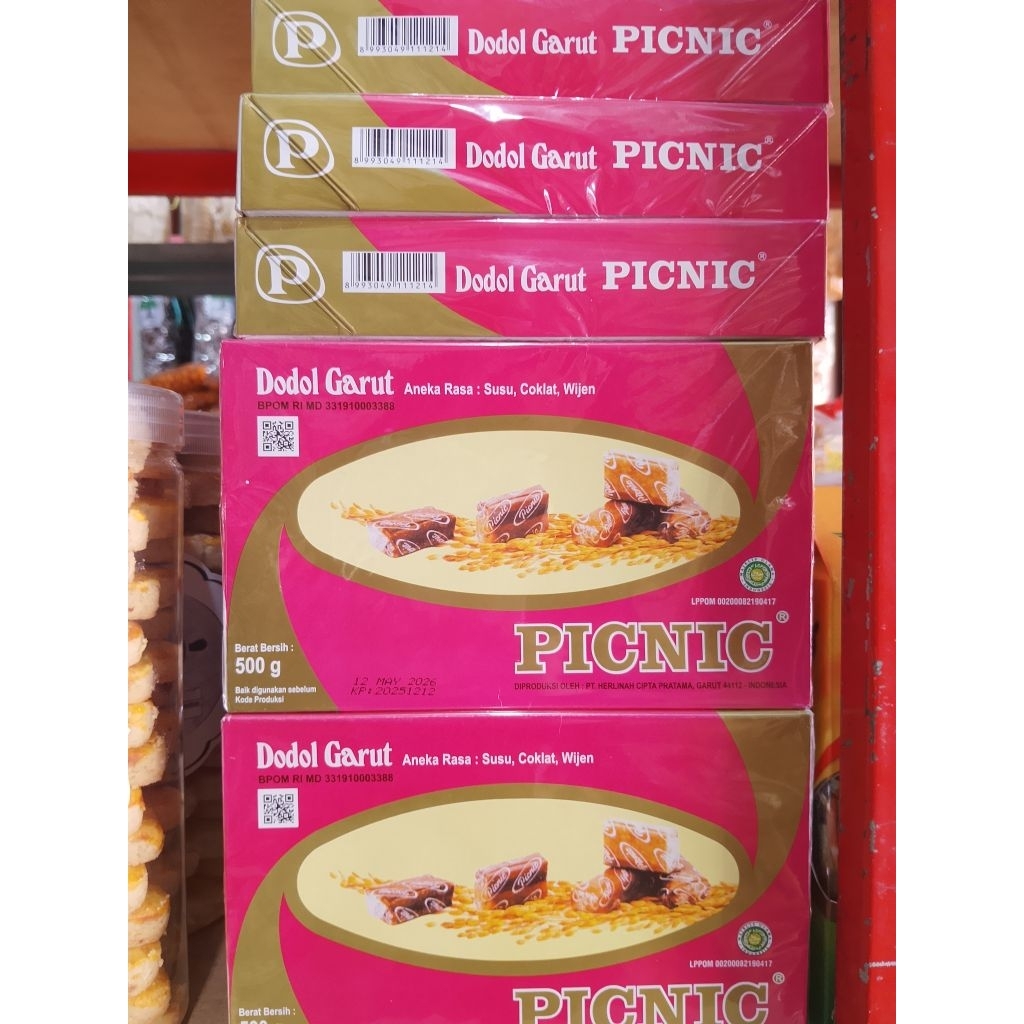 Dodol Garut Picnic 500 Gram - Snack Tradisional dengan Rasa Wijen, Coklat, dan Susu