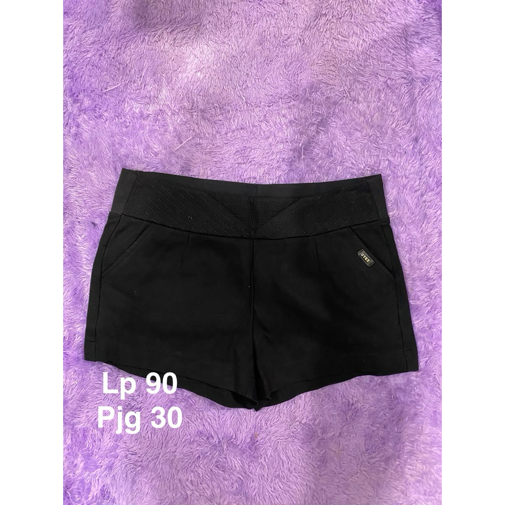PL cp12 celana pendek wanita jeans hitam lp90 pjg30 sk