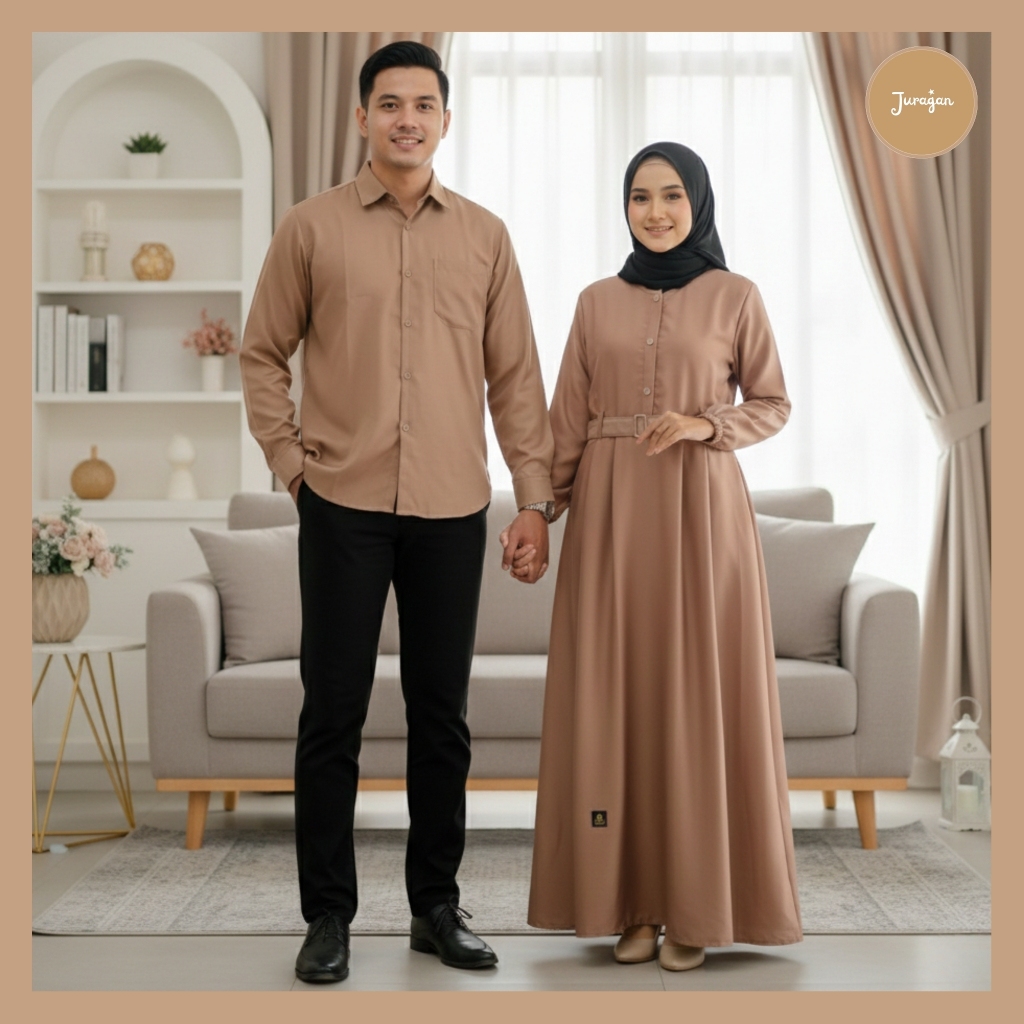 Gamis Couple Pasangan Muslim Kekinian Harmonis Coksu by Juragan Baju Muslim