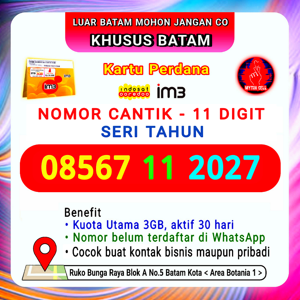 Kartu Indosat IM3 Nomor Cantik 11 Digit 2027 - KHUSUS BATAM