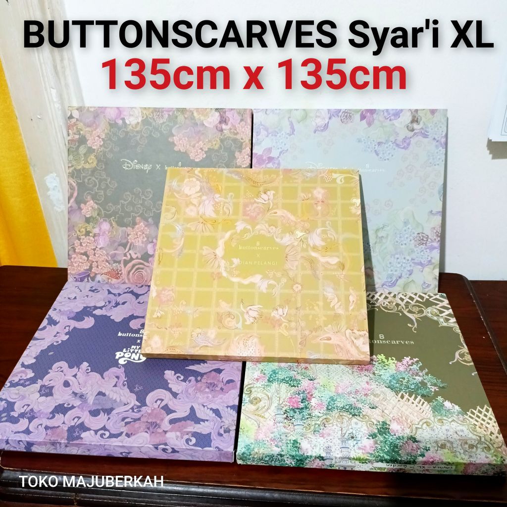 (NEW FULLSET) HIJAB SYAR'I BUTTONSCARVES XL 135x135cm Original Voal Scarves Fulltag Al Qasr Dubai Ro