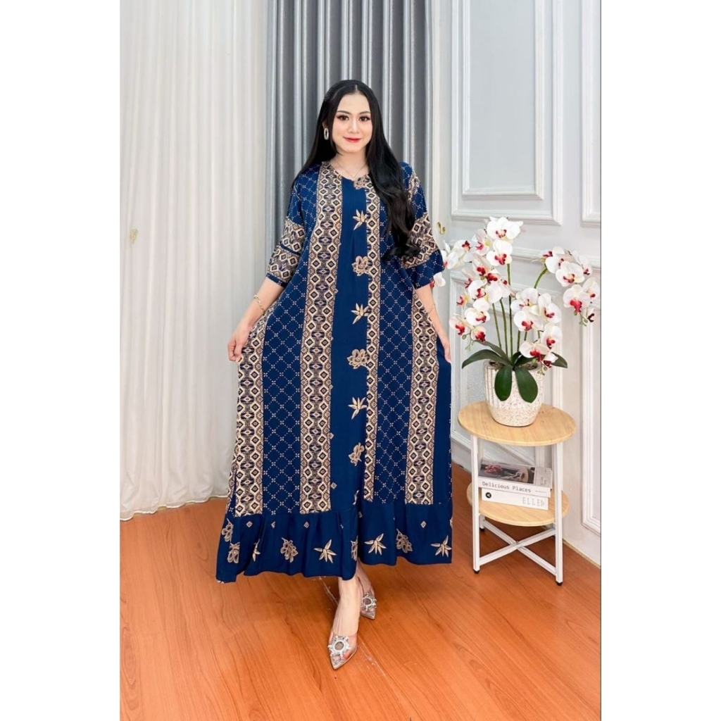 Daster Jumbo Skjb Jodha, Mawar, Lotus, Shogan, Melodi, Rajut Ld130 All Size Rayon Premium Halus Lemb