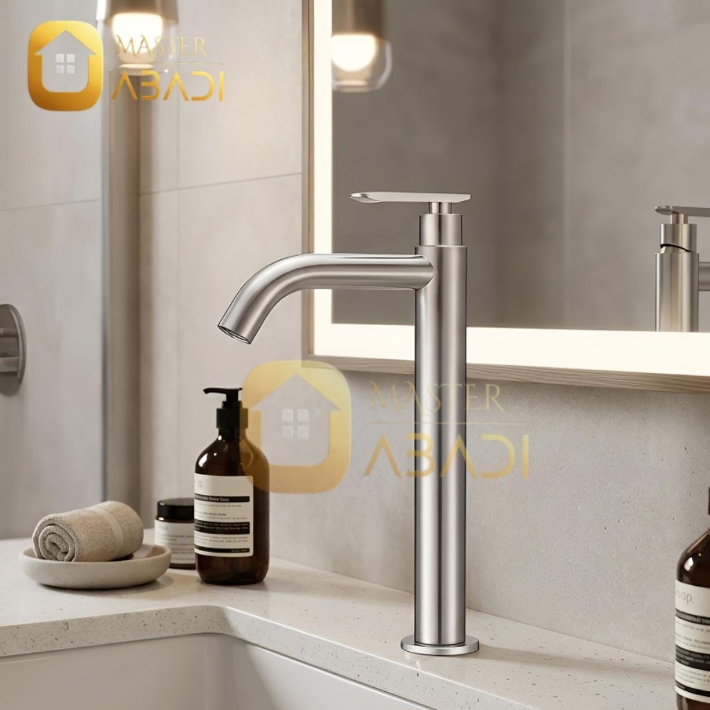 Kran Wastafel Stainless Tinggi 30 cm  / Keran Air Wastafel Stainless