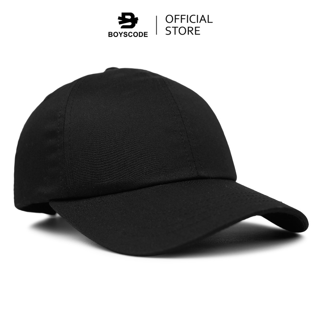 BOYSCODE Topi Baseball Polo Cap Basic Distro Pria Wanita Polos Hitam Fullblack