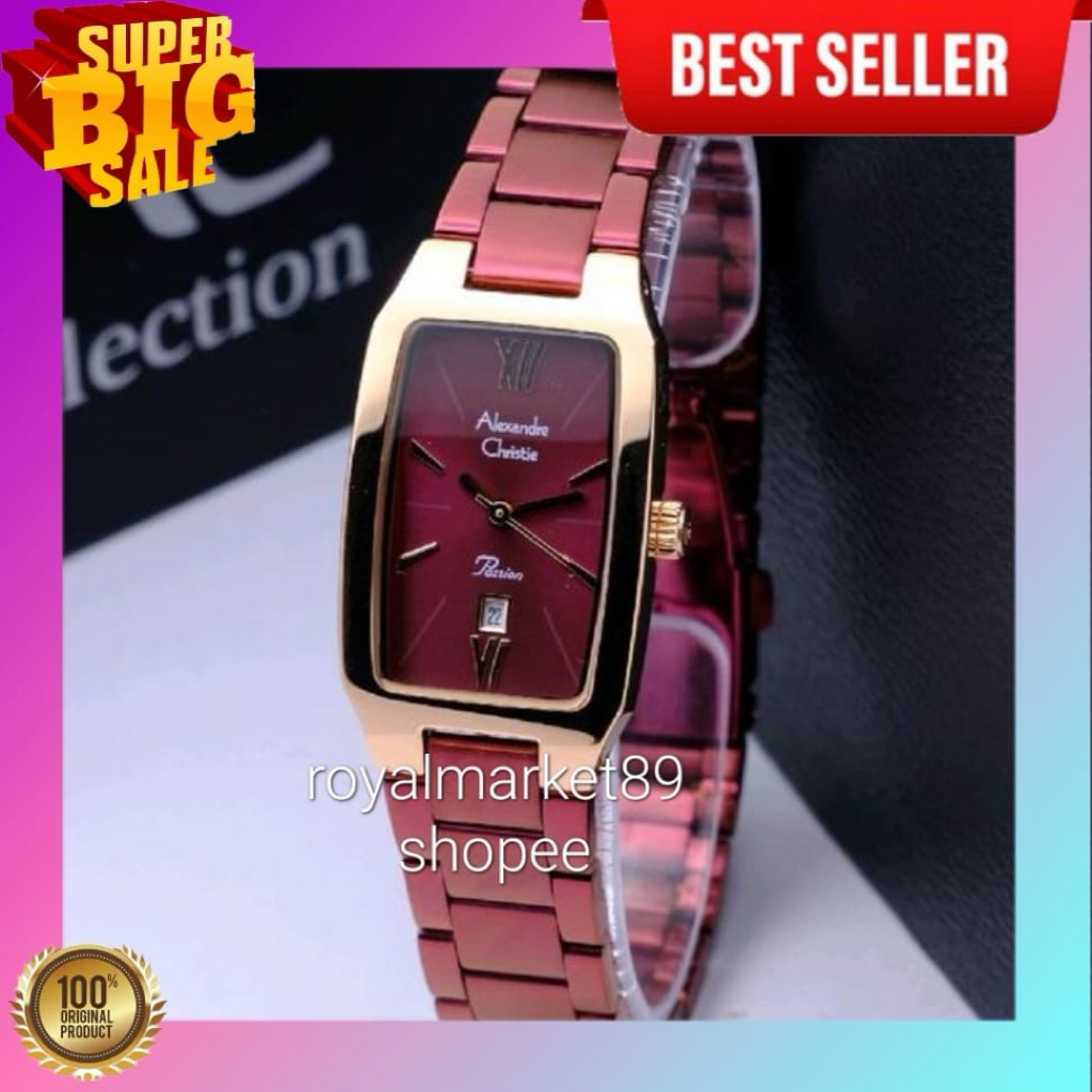 [ADA VARIAN WARNA LAIN] ORIGINAL JAM TANGAN WANITA ALEXANDRE CHRISTIE CEWEK ANALOG RANTAI STAINLESS 