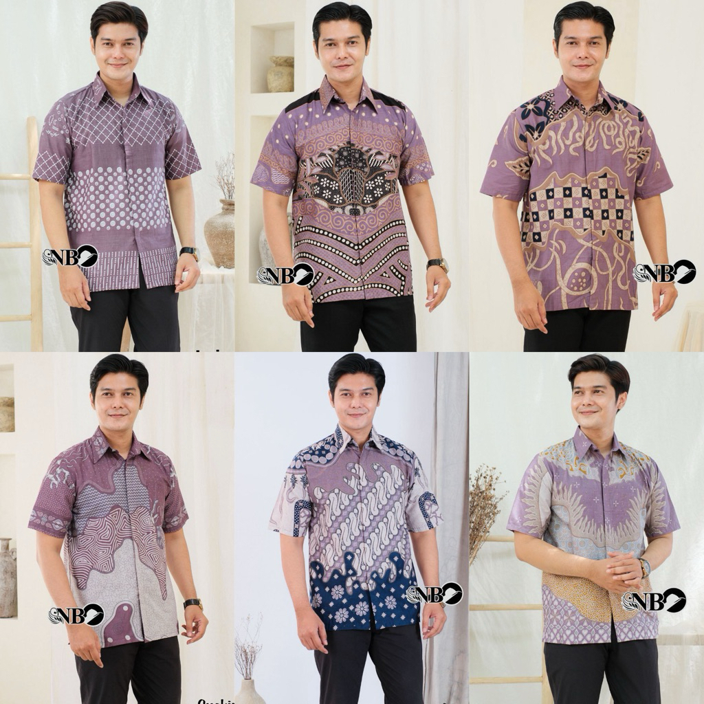 BAJU BATIK PRIA WARNA UNGU/MAUVE/PURPLE ATASAN BATIK PRIA MODERN KEMEJA LENGAN PENDEK PRIA