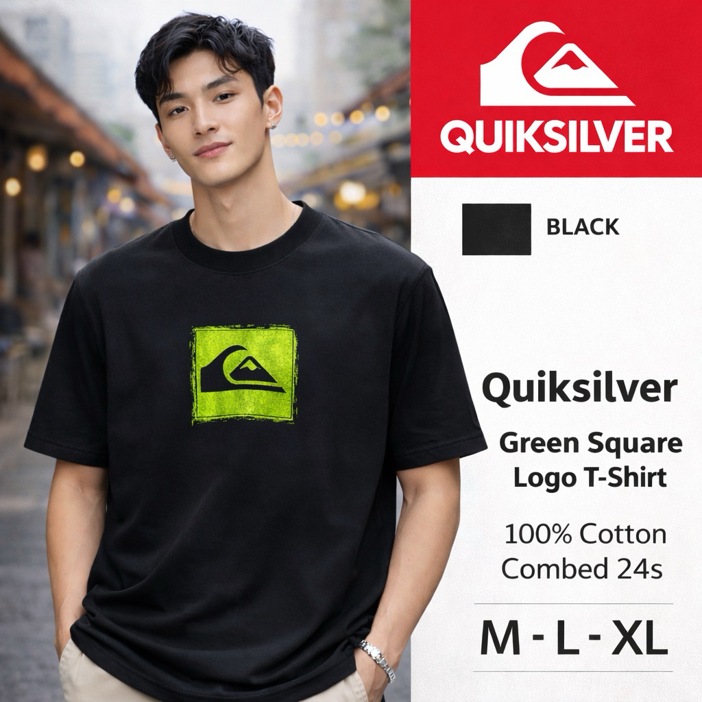 Kaos Surfing QUIKSILVER Original Kaos Pria Premium Cotton | T-Shirt Casual Surf hitam Lengan Pendek