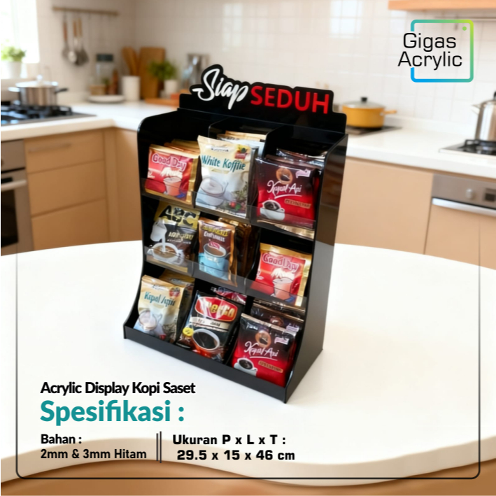 Rak Akrilik Kopi Display Siap Seduh Organizer