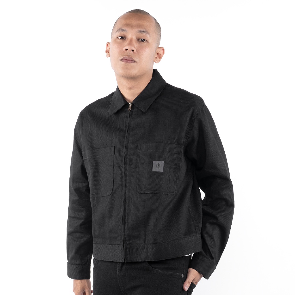 BEDREG Imperat MATERNAL DISASTER BLACK TWILL TRUCKER WORK JACKET ORIGINAL