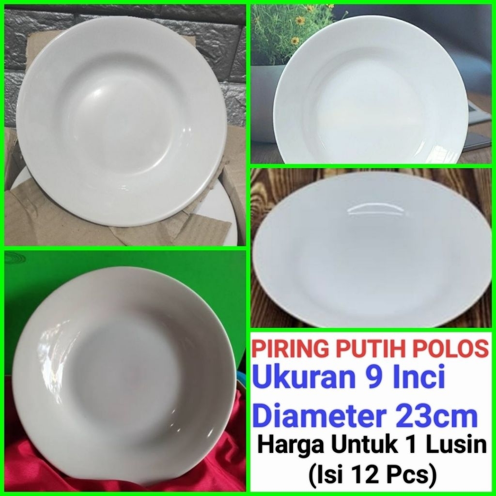 piring makan keramik piring pesta piring RM Padang Putih Polos harga 1 Lusin (12 Pcs)