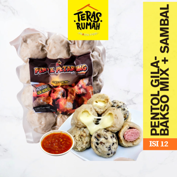 PENTOL GILA - BAKSO MIX BESAR ISI 12 + SAMBAL GILA