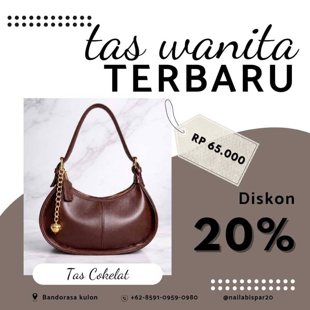 AKACI ARUNA Shoulder Bag Wanita Half Moon 09-8398 Bahan Lexus Premium Tas Selempang Trendy