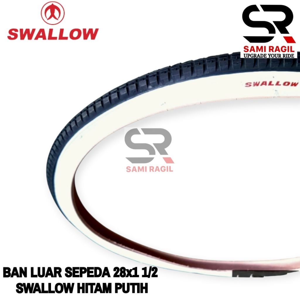 BAN LUAR SEPEDA 28 x 1 1/2 SWALLOW HITAM PUTIH 28x1 1/2 ONTHEL ONTEL JAWA JOWO KEBO