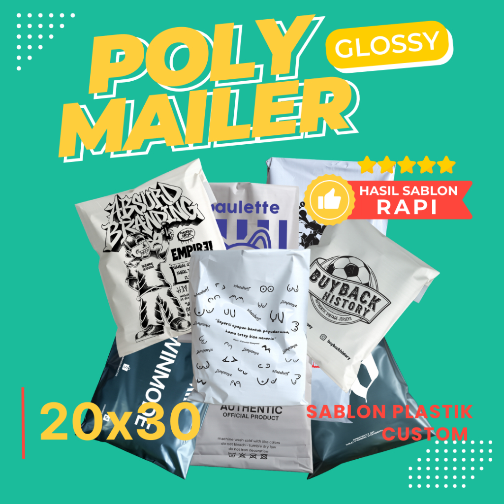 Plastik Sablon Plastik Polymailer 20x30 Glossy Premium Free Design