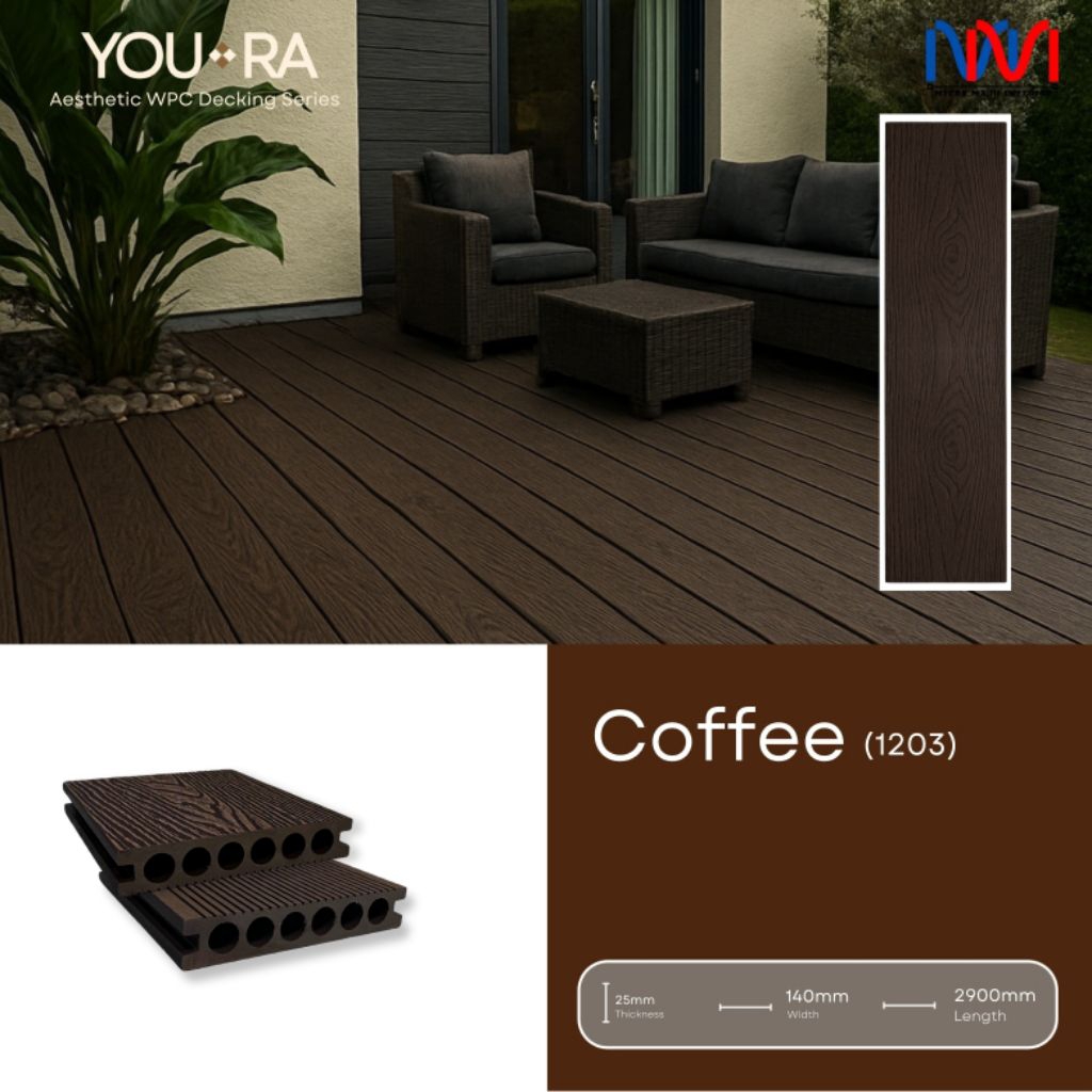 decking lantai outdoor wpc coffee busan series anti slip tahan air