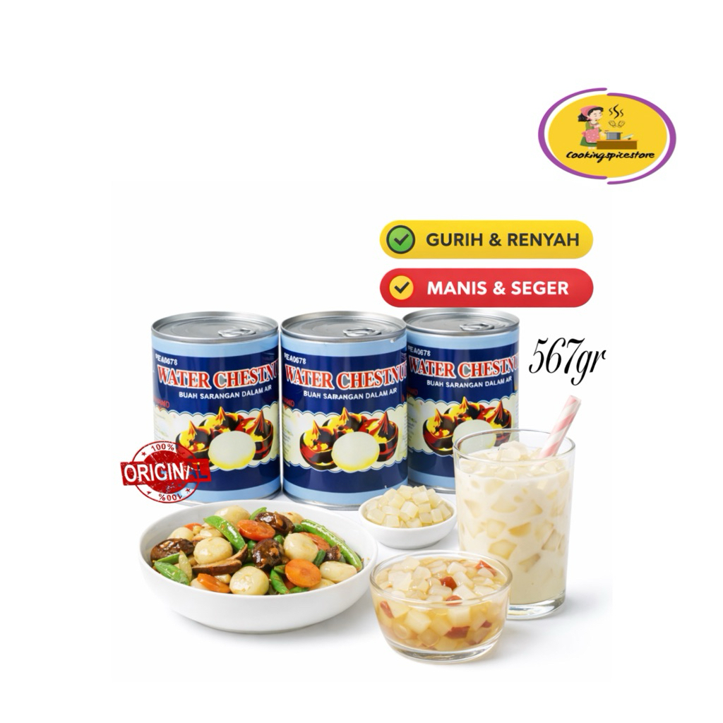 Red Boat Water Chestnut Kaleng 567gr Buah Sarangan Renyah Untuk Capcay Dessert Chinese Food