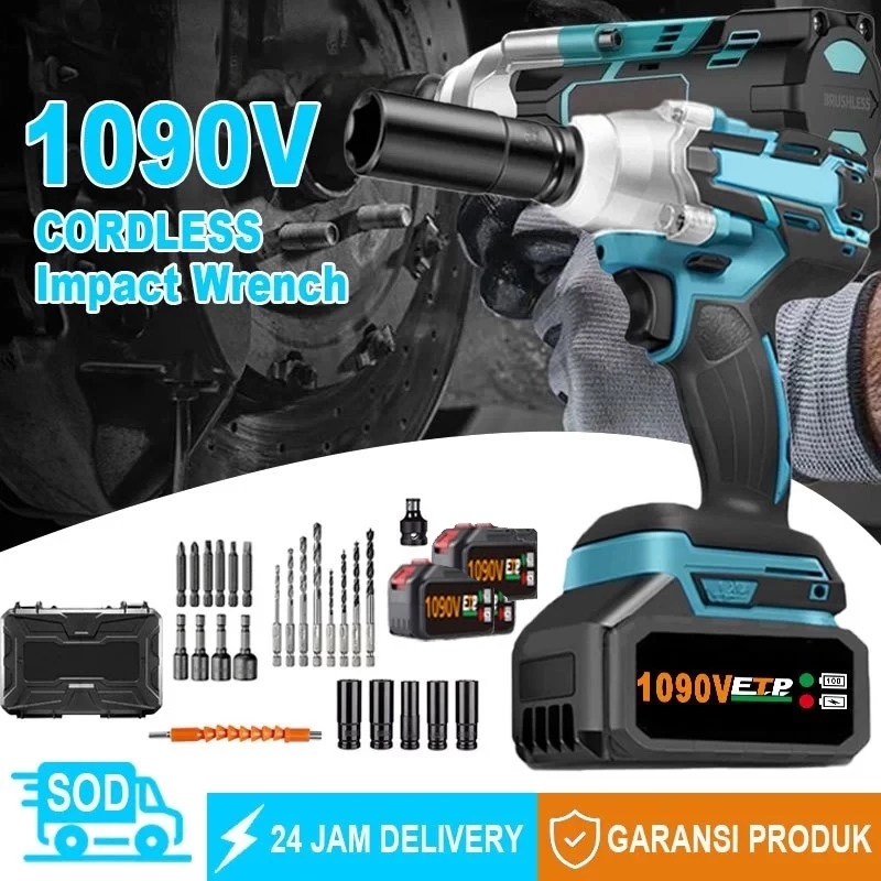JLD Impact Wrench Brushless 1090V 980N/M mesin bor impact baterai UNTUK BAUT MOBIL Baterai Drill Imp
