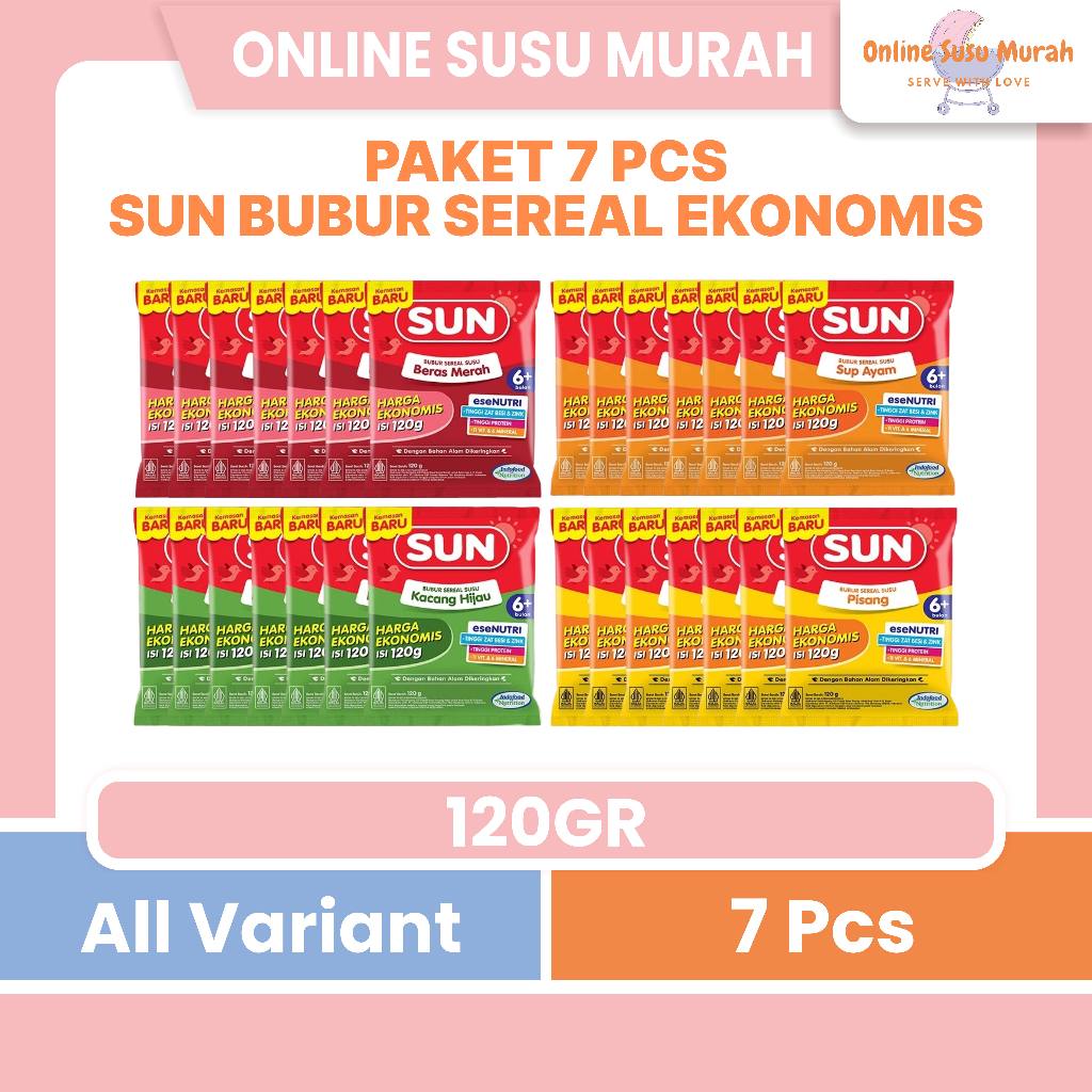 SUN PAKET 7 PCS BUBUR SEREAL SUSU 6+ 1 SACHET 120 GR BUBUR MPASI BAYI 120GR PRLA