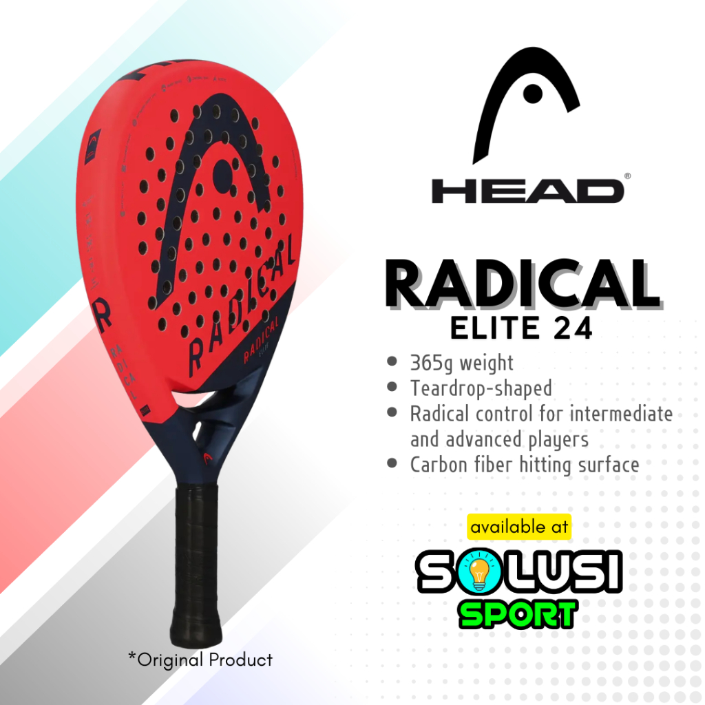 HEAD RADICAL ELITE 24 Raket Padel Tennis Paddle Racket Original - Red/Black