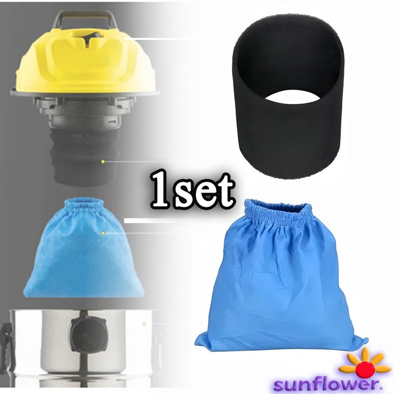 1 Set Kantong Filter Vacuum Cleaner - Basah Kering Bahan Kain & Busa