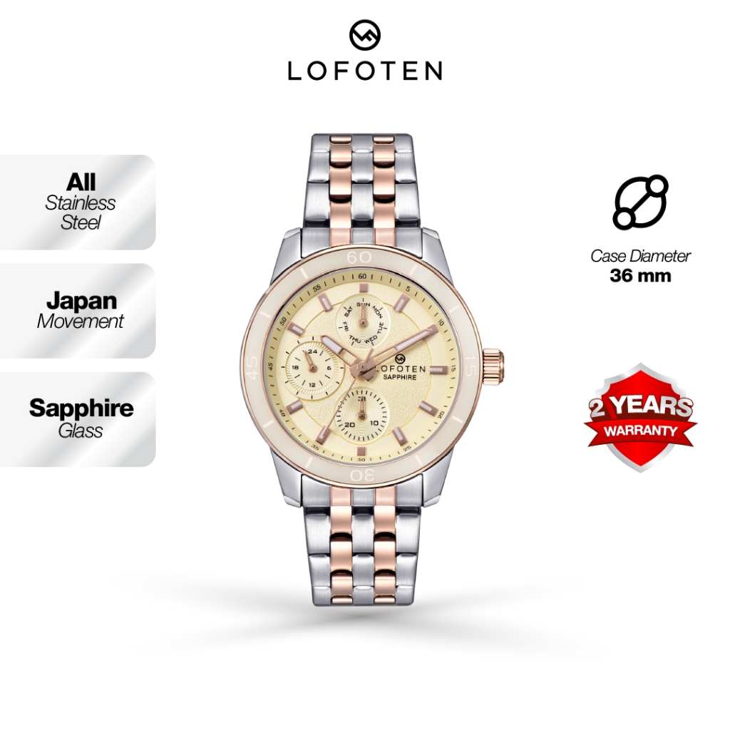 Lofoten F-2310LF Stainless Steel -  Kaca Sapphire CASE WIDTH 36mm Jam Tangan Wanita Analog