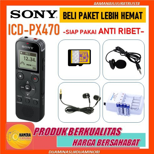 Digital Voice Recorder Sony ICD-PX470 - Hitam Original