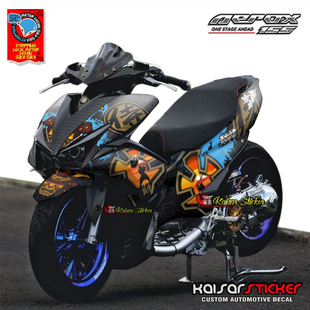 Striping Sticker Motor Stiker Decal Yamaha Aerox 155 Motif Helm Pedrosa Full Body