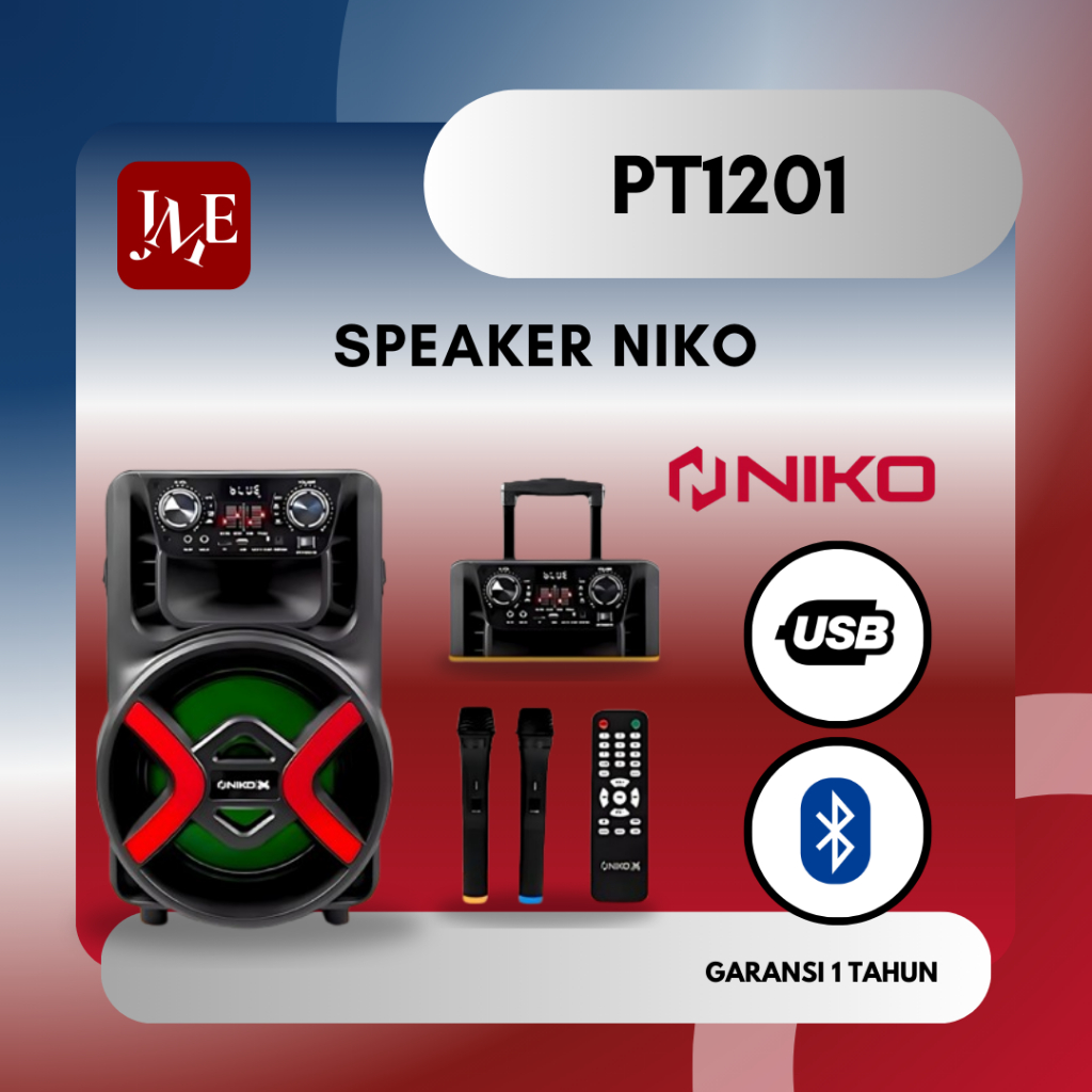 Niko Speaker Portable Troli Bluetooth 12 Inch PT-1201