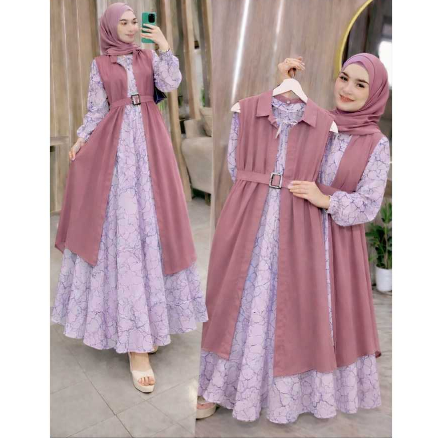 GAMIS ROMPI LEPAS PASANG WANITA JUMBO INNER MUALIMAH CERUTY BEBYDOLL  SUPER JUMBO PLUS OUTER CERUTY 