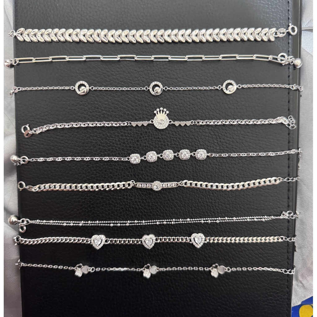 Gelang Rantai Perak 925 Lapis Emas Putih - Anti Karat - Perhiasan Anak/Dws/Remaja