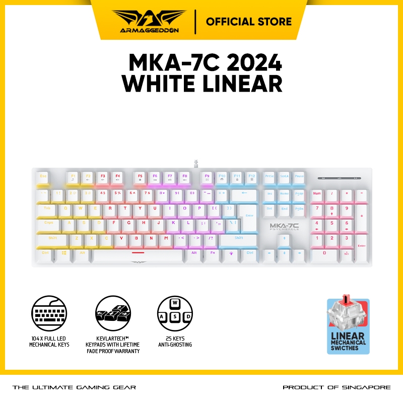 Armaggeddon MKA 7C Psycheagle Full Size Mechanical Keyboard - Hitam/Putih, Outemu Blue Switch