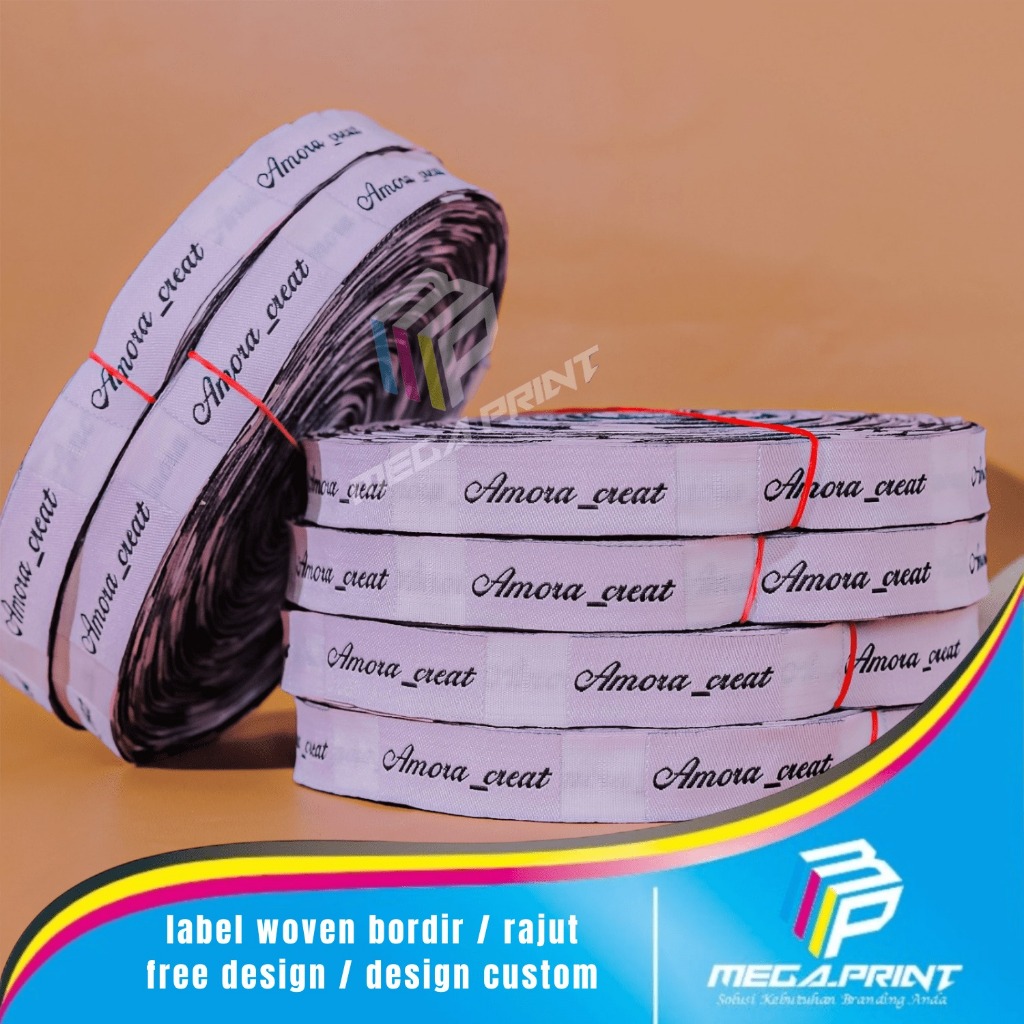 1,5x5 cm woven bordir, woven damask, label woven, label baju, label hijab, label celana, hijab, dast