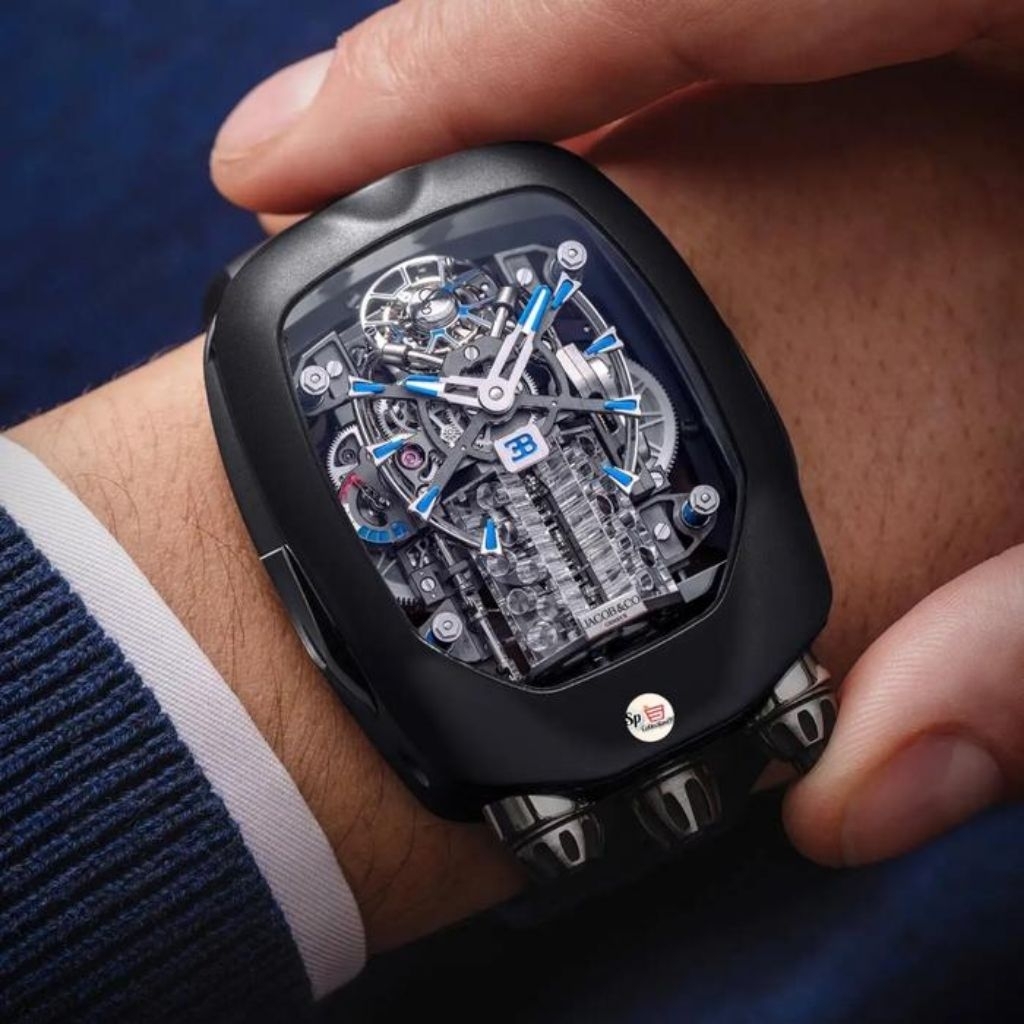 Jam Tangan Pria/Jam tangan Terbaru/Jam Tangan Mewah Jacob & Bugatti Chiron Black Dial Swiss Automati
