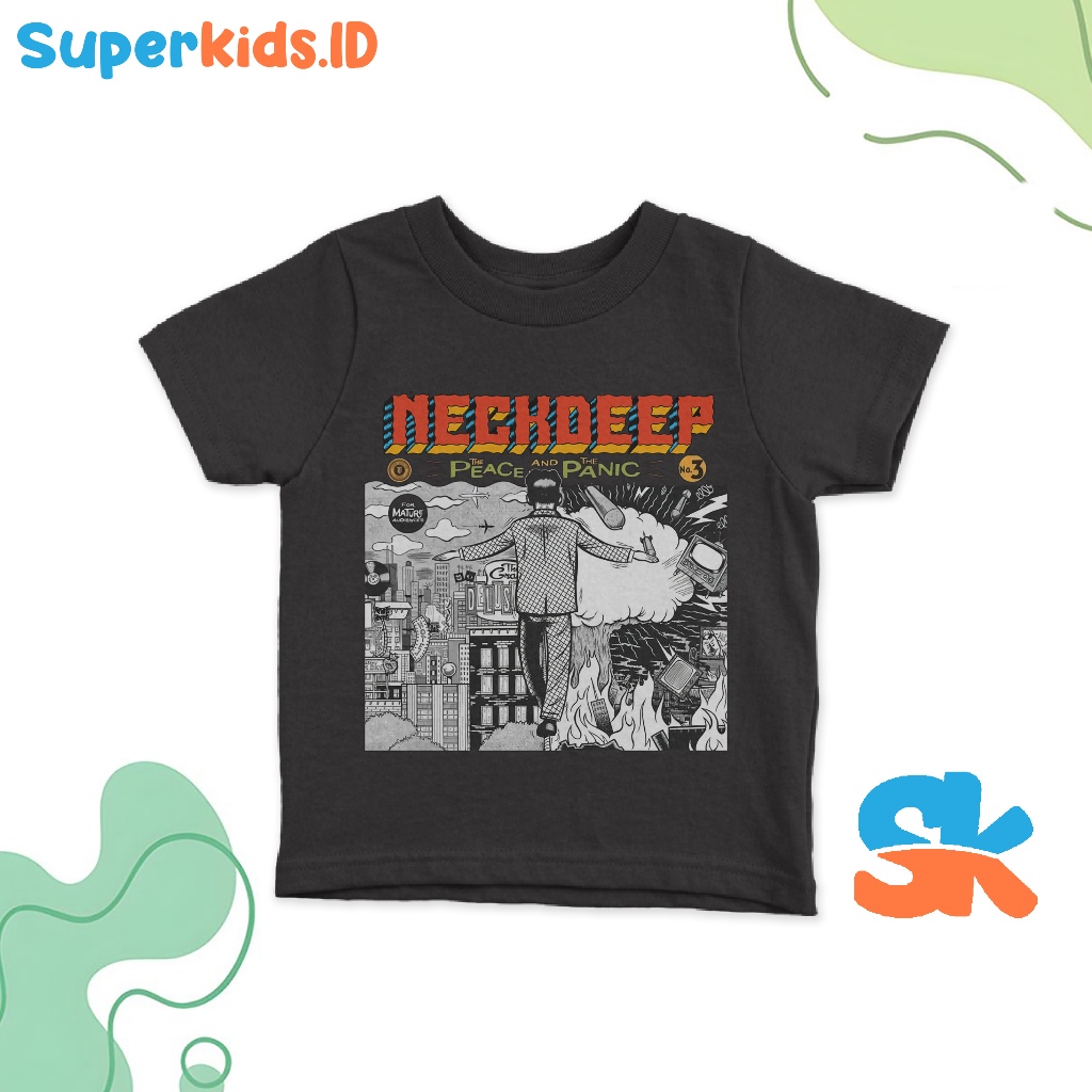 KAOS ANAK "  NeckDeep Peace And Panic " Baju Band Keren | Kaos Anak Band | Bisa Bayar Di Tempat