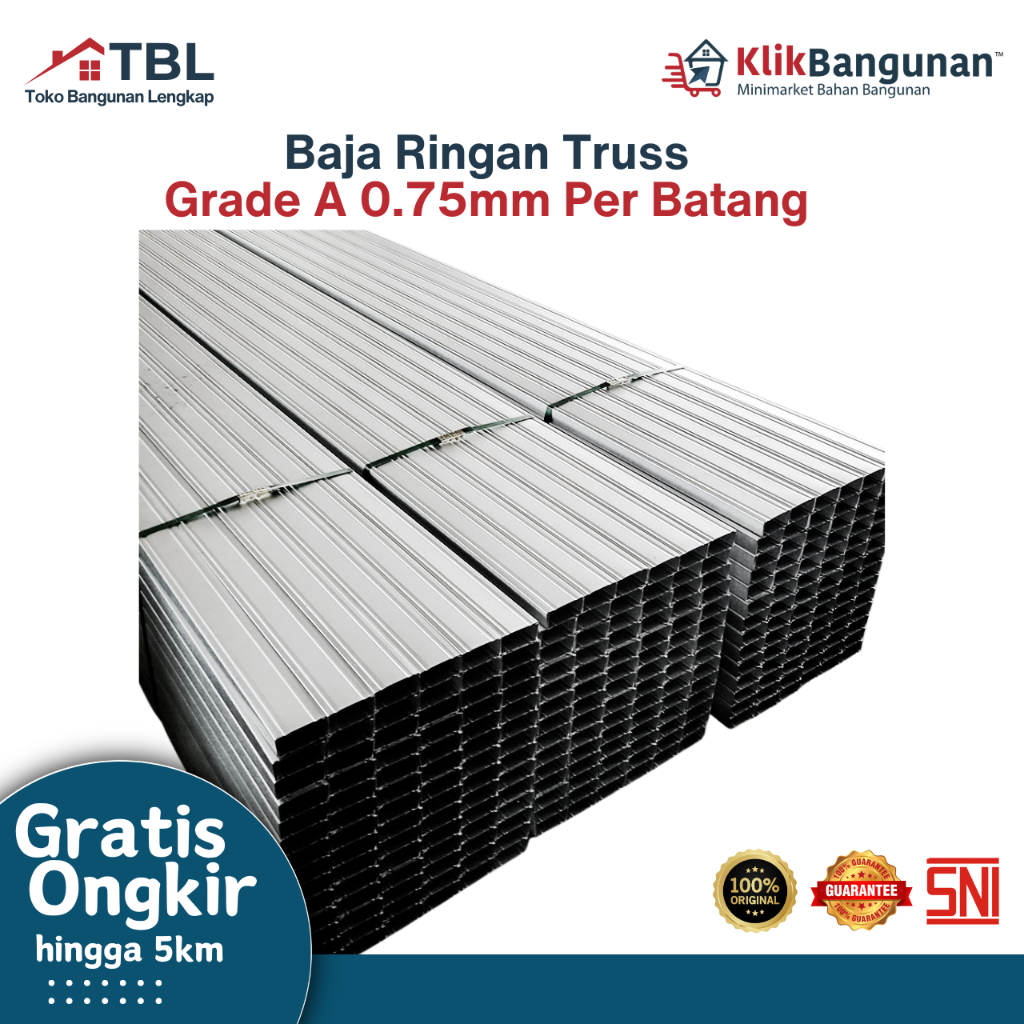 Baja Ringan Truss C 0.75mm Grade A SNI – Rangka Atap Baja Ringan Kualitas Premium