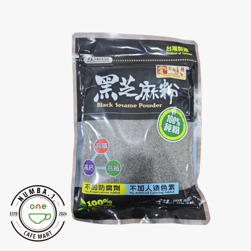 250gr Yummy House Black Sesame Powder (bubuk semi halus kasar wijen hitam)