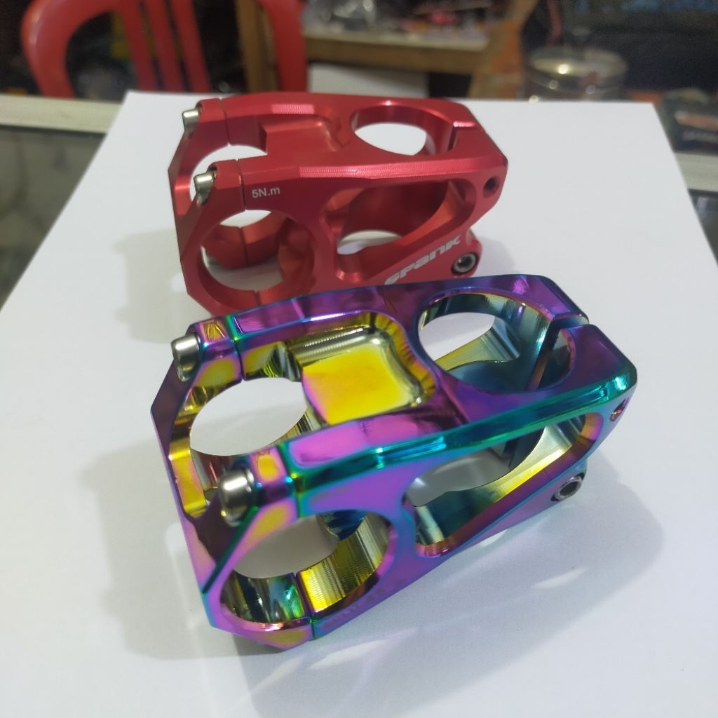 stem spank oversize 31.8mm panjang 5 Nm stem sepeda mtb stem warna rainbow red