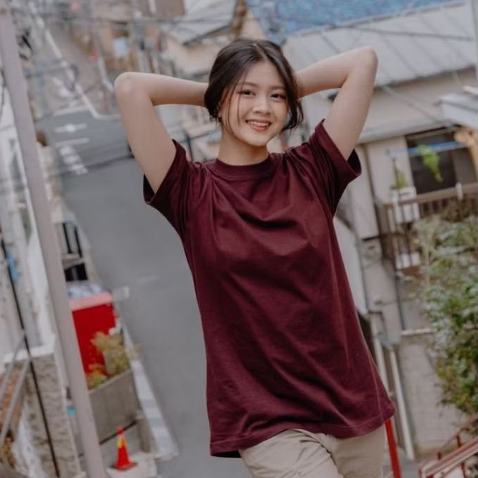 Kaos Polos Cotton Combed 30s Marun Lengan Pendek Pria Wanita - Tsirt Basic Distro Bandung