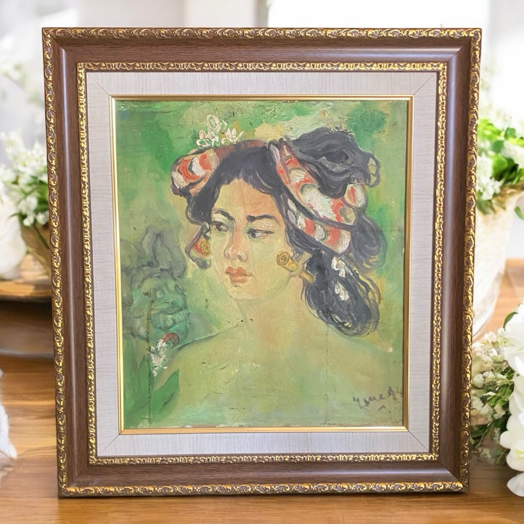 Lukisan Figur Wanita Kop Bali Karya Tatang Ganar