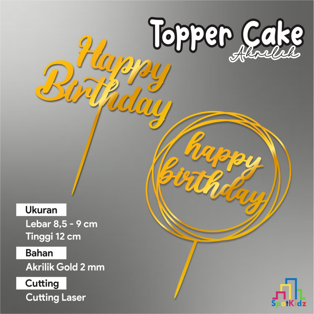 TOPPER CAKE AKRILIK MINIMALIS - AKRILIK HAPPY BIRTHDAY HIASAN KUE ULANG TAHUN READY STOCK