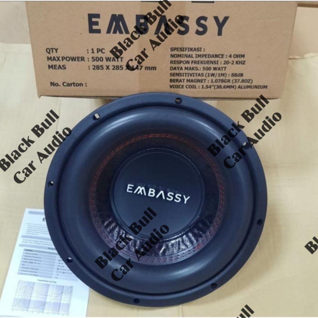 Subwoofer mobil 10 inch embassy es-1044 double coil magnet besar